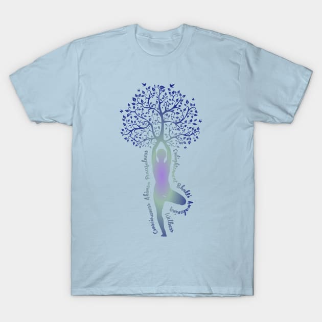 Tree Pose Inspiring Yoga Words T-Shirt by RongWay